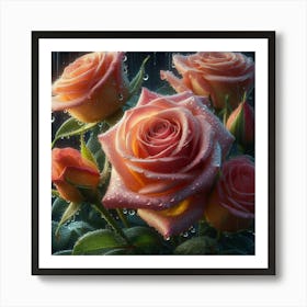 Roses In The Rain 2 Art Print