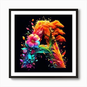 Letter A With Flowers Poster