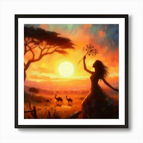 Sunset In The Savannah 1 Art Print