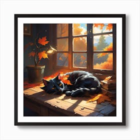 Cat On A Window Art Print