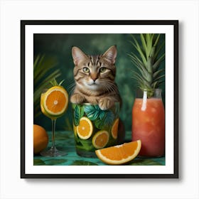 Cat In A Glass Art Print