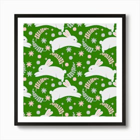 Seamless Pattern With Rabbits Art Print