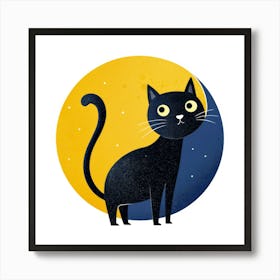 Black Cat On The Moon 1 Art Print