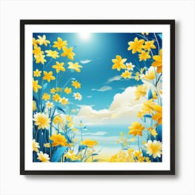 Yellow Flowers In A Field Art Print