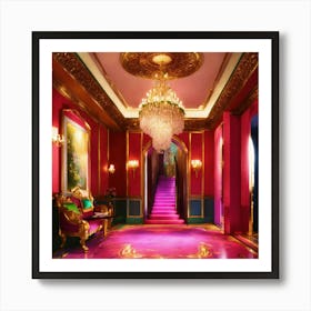 Pink And Gold Hallway Art Print