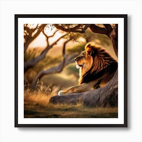 Lion In The Forest 48 Art Print