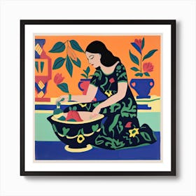Woman And Bowl, The Matisse Inspired Art Collection Art Print