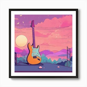 Electric Guitar Dreams Cozy Webpage Background Her Art Print