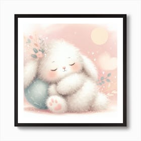 Cute Bunny Sleeping Art Print