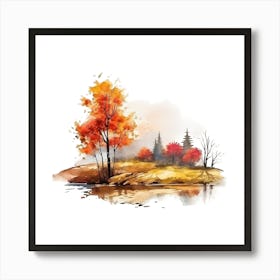 Watercolor Autumn Landscape 28 Art Print