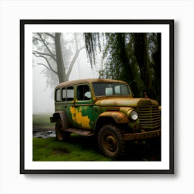 Old Jeep In The Forest 1 Art Print