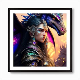 Girl With A Dragon Art Print