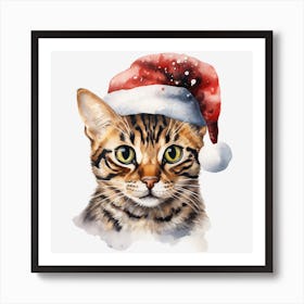 Bengal Cat In Santa Hat 8 Art Print