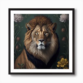 Lion Portrait Wildlife Art Print