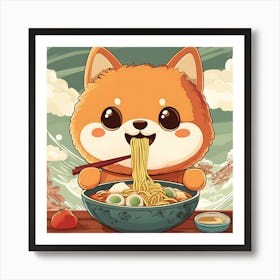 Chihuahua Eating Noodles Art Print