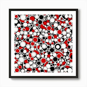 A Vibrant Retro Futuristic Seamless Pattern Featuring Atoms Red And Black And White, flat art, 193 Art Print