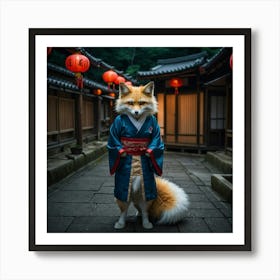 Fox In A Kimono Art Print