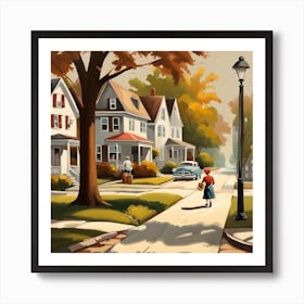 Girl Walks Down The Street Art Print