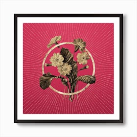 Gold Grandiflora Glitter Ring Botanical Art on Viva Magenta n.0271 Art Print