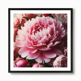 Large pink Peony flower 3 Art Print