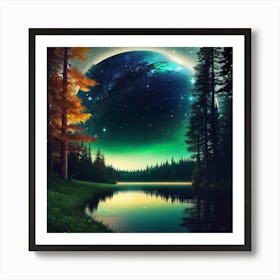 Moon In The Forest Art Print