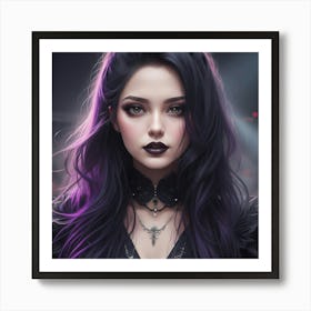 Gothic Siren beneath Concert Lights Art Print