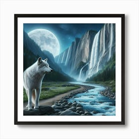 Wolf on the Riverbank Art Print