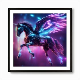 Epic Cyber Unicorn In Galaxy Art Print