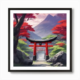A Traditional Japanese Torii Gate Painted Art Print