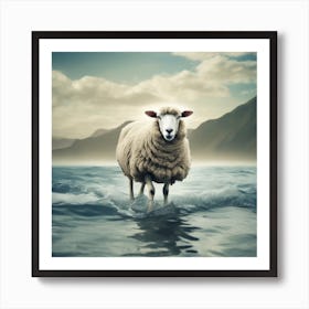 Sheep In The Sea Art Print