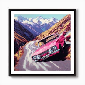 A Ski Bum's diary: losing the brakes in the Pink Danger Car heading down from The Reamarkables ski area in NZ Art Print