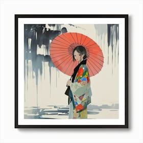 Japanese girl with umbrella 2 Art Print