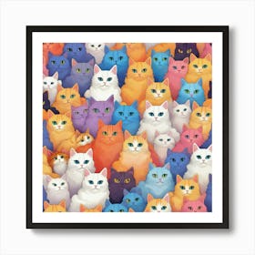 Colorful cloud of cats Art Print