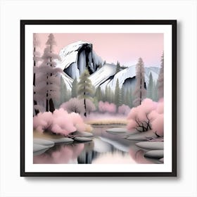 Yosemite Soothing Pastel Landscape 1 Art Print