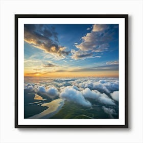 Cumulus Clouds Dominating A Scenic Cloudscape Cascading Into A Deep Azure Sky Edges Of Clouds Dus (1) Art Print