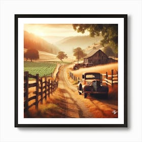 Country Road With Truck 2 001 001 Copy Art Print