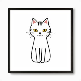 White Cat With Yellow Eyes Art Print