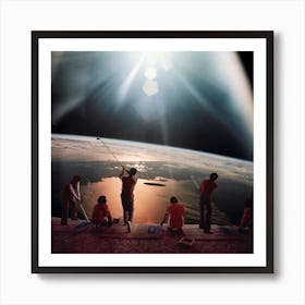 Cosmic Golf Square Art Print