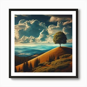 Lone Tree On A Hill 2 Art Print