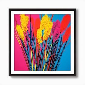 Fountain Grass 1 Pop Art Illustration Square Art Print