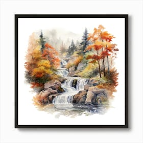 Waterfall Watercolor Painting 6 Art Print