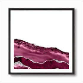 Burgundy & Silver Agate Texture 10 Art Print