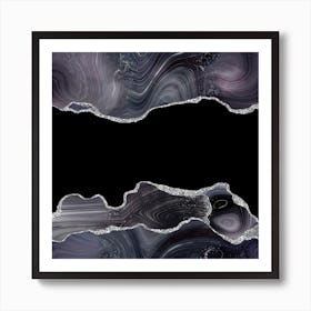 Black & Silver Glitter Agate Texture 03 Art Print