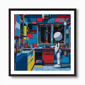 Robot In The Kitchen Art Print