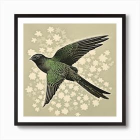 Ohara Koson Inspired Bird Painting Chimney Swift 2 Art Print