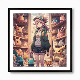 Pokemon girl Created using Imagine AI Art Art Print