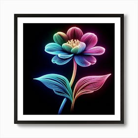 Neon Flower 1 Art Print