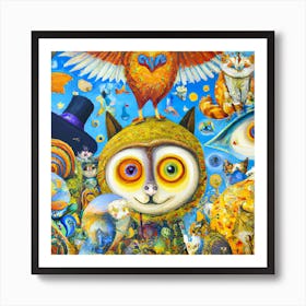 Chaotic And Colorful Fantasy Creatures Art Print