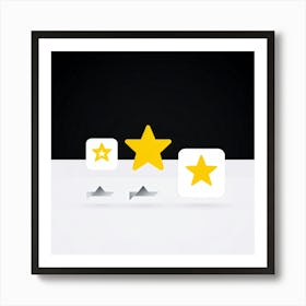 Collection Of Bright 5 Star Feedback Symbols Modern White And Gold Isolated Shiny Elements Black (6) Art Print