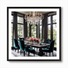 700565 Elegant Dining Room With Crystal Chandelier, Dark Xl 1024 V1 0 Art Print